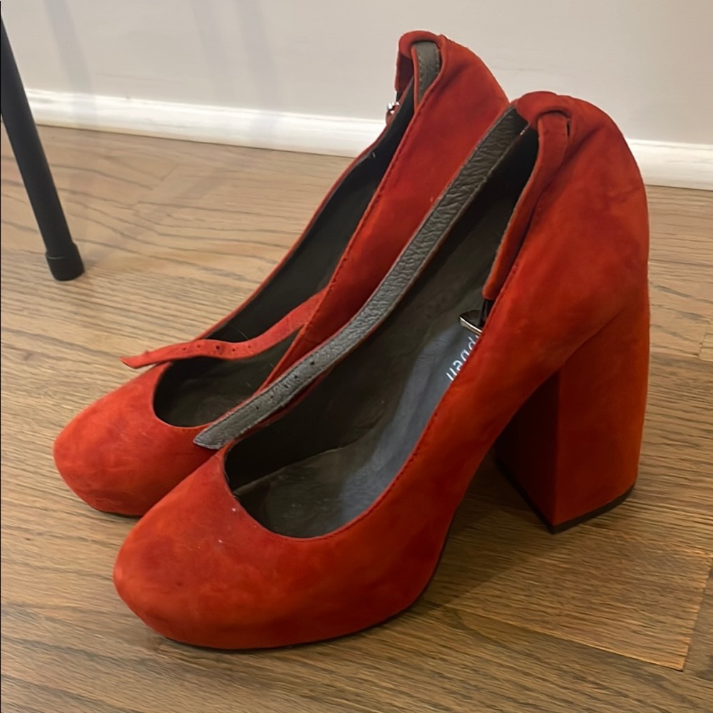 Jeffrey Campbell Red Suede Block Heels
